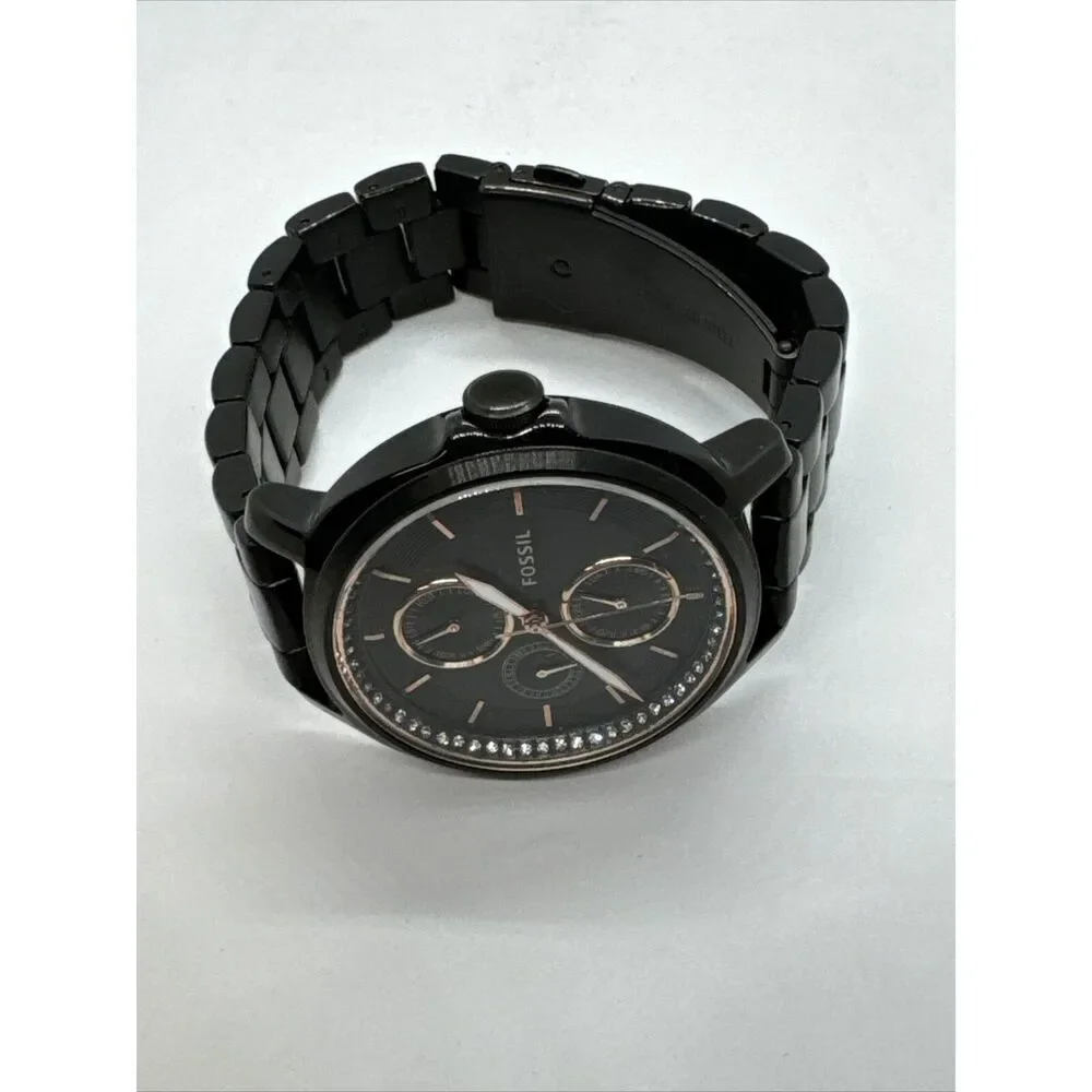 Fossil Chelsey ES3451 Women Black Stainless Steel Analog Dial Wrist Watch JNA334